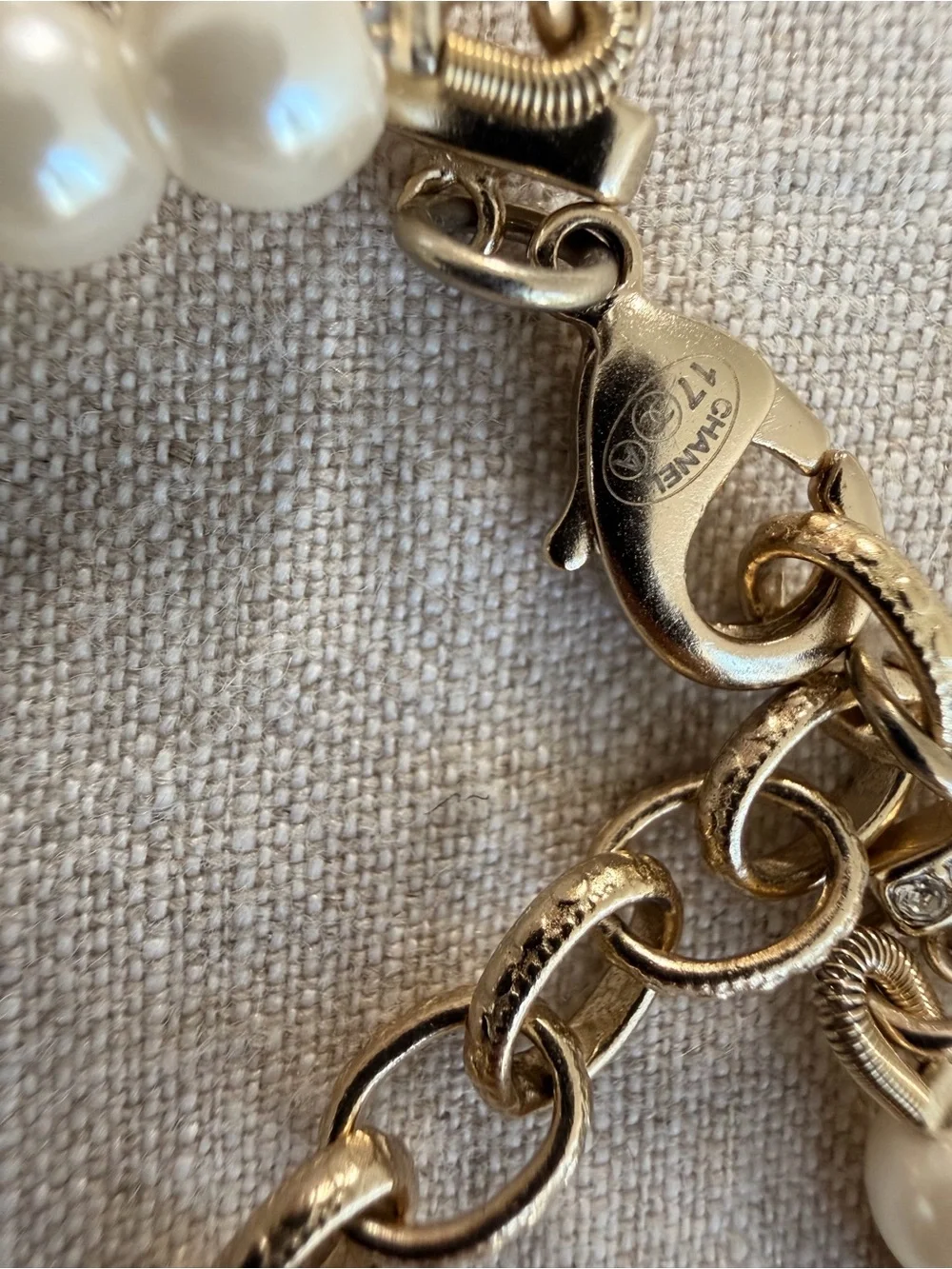 🤍CHANEL Ivory Pearl Double-Strand Necklace with Gold CC Charm✨